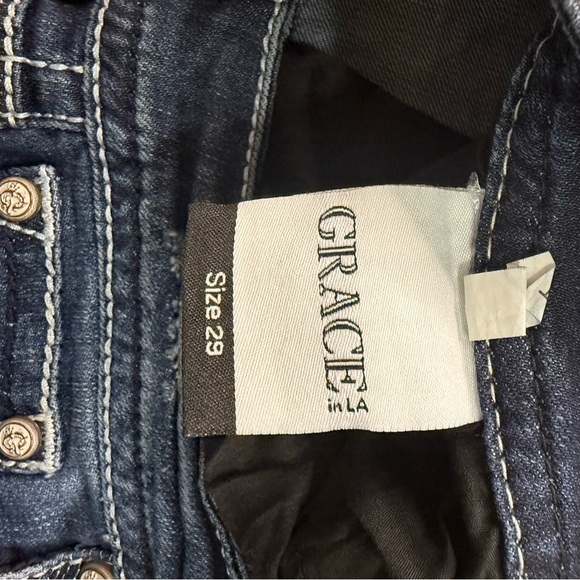 Grace in LA Blue Straight Leg Jeans with Chevron Embroidery - Picture 9 of 10